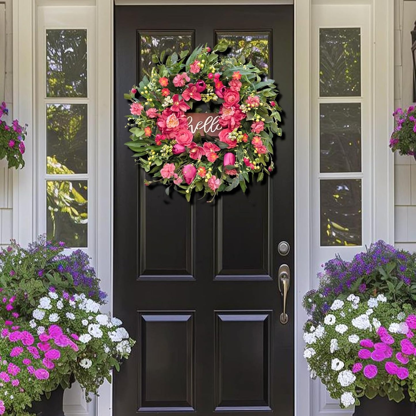 Home Collection Artificial Spring Summer Wreath for Front Door 24 Inch
