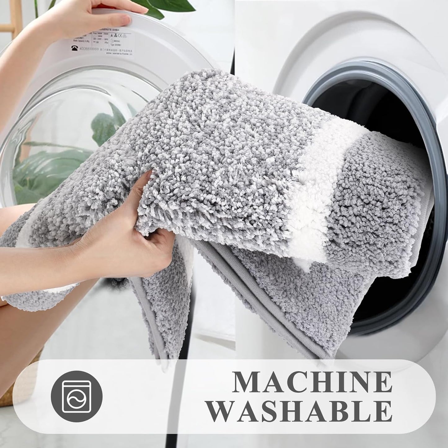 3-Piece Microfiber Bathroom Rug Set – Plush Non-Slip Bath Mats with U-Shaped Toilet Contour