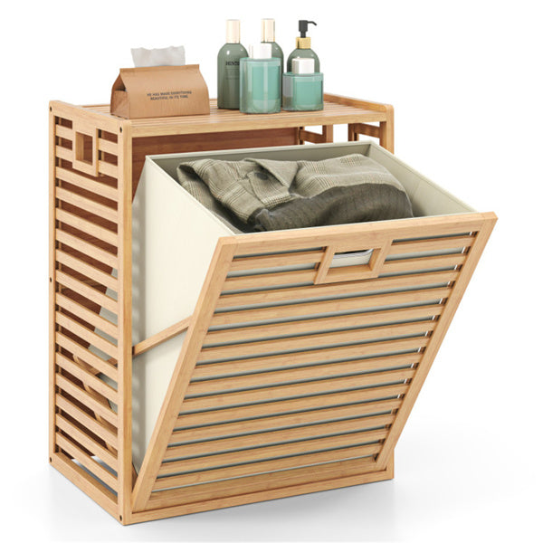 Bamboo Tilt-Out Laundry Hamper with Fabric Bin