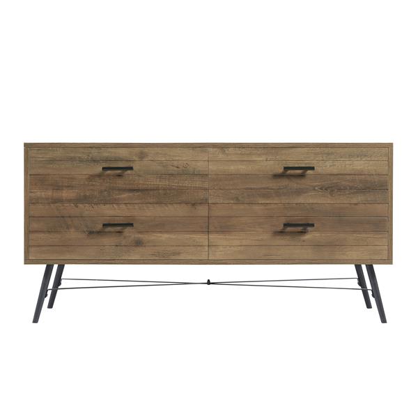 4-Drawer Chest Dresser TV Stand Rustic Walnut