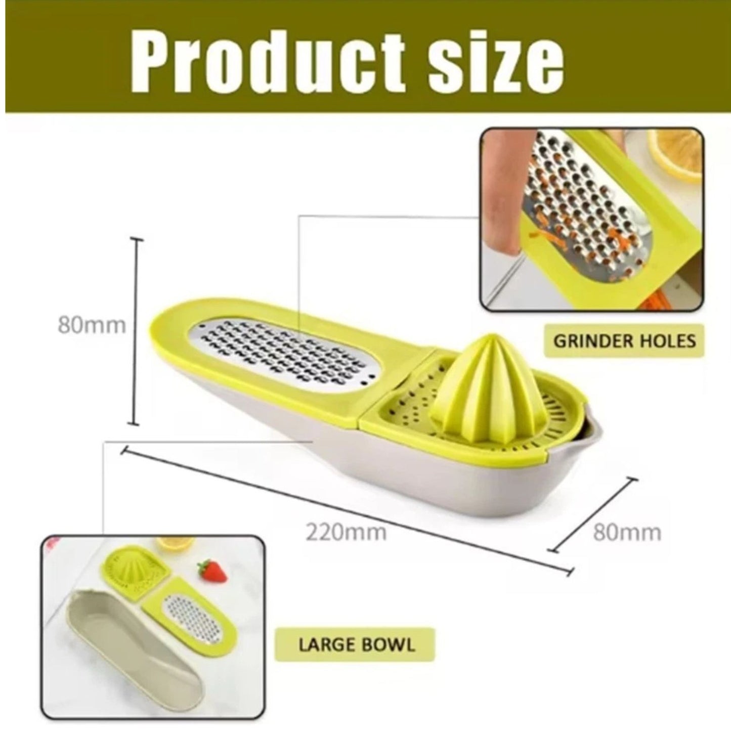Home Collection 3in1 Citrus Juicer Zester Manual Lemon Orange Squeezer
