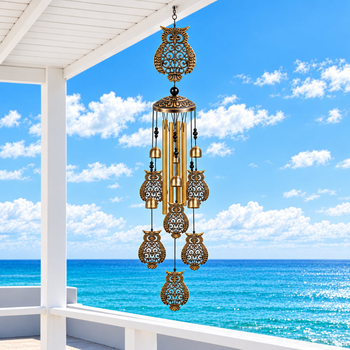 Home Collection Animal-Themed Metal Wind Chimes 4-Tube Garden Decor