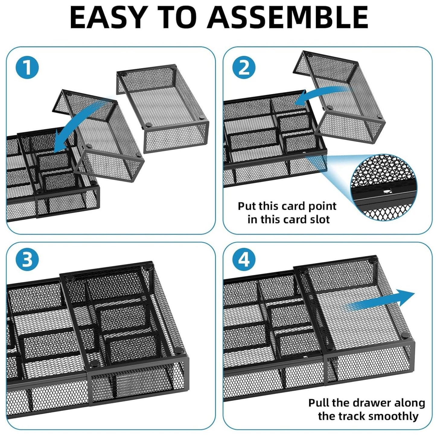 Home Collection Longer Expandable Mesh Desk Drawer Organizer Tray with 10 Adjustable Compartments