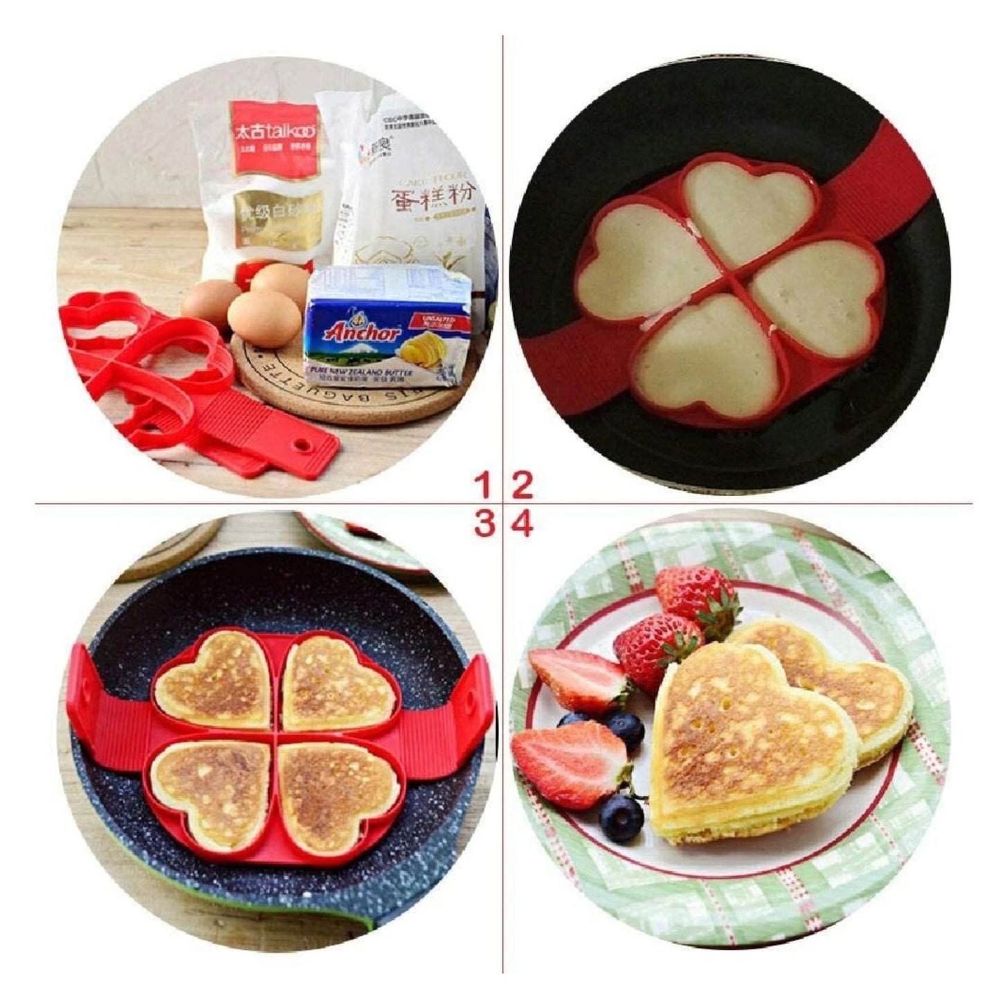 Home Collection Nonstick 4-Hole Silicone Pancake Maker