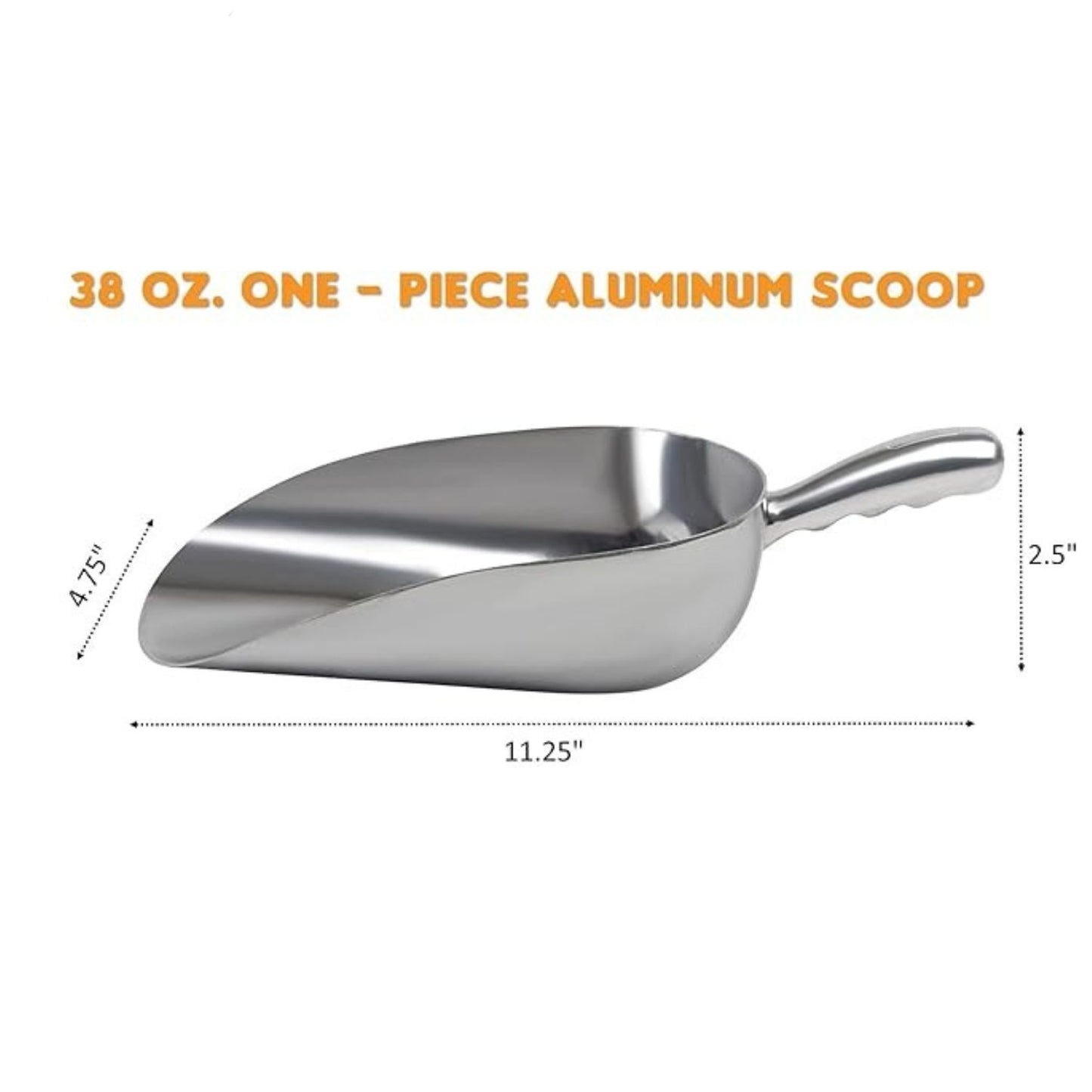 Home Collection 2Pcs 12 oz Cast Aluminum Ice Scoop, Dry Goods & Candy Bin Scoop
