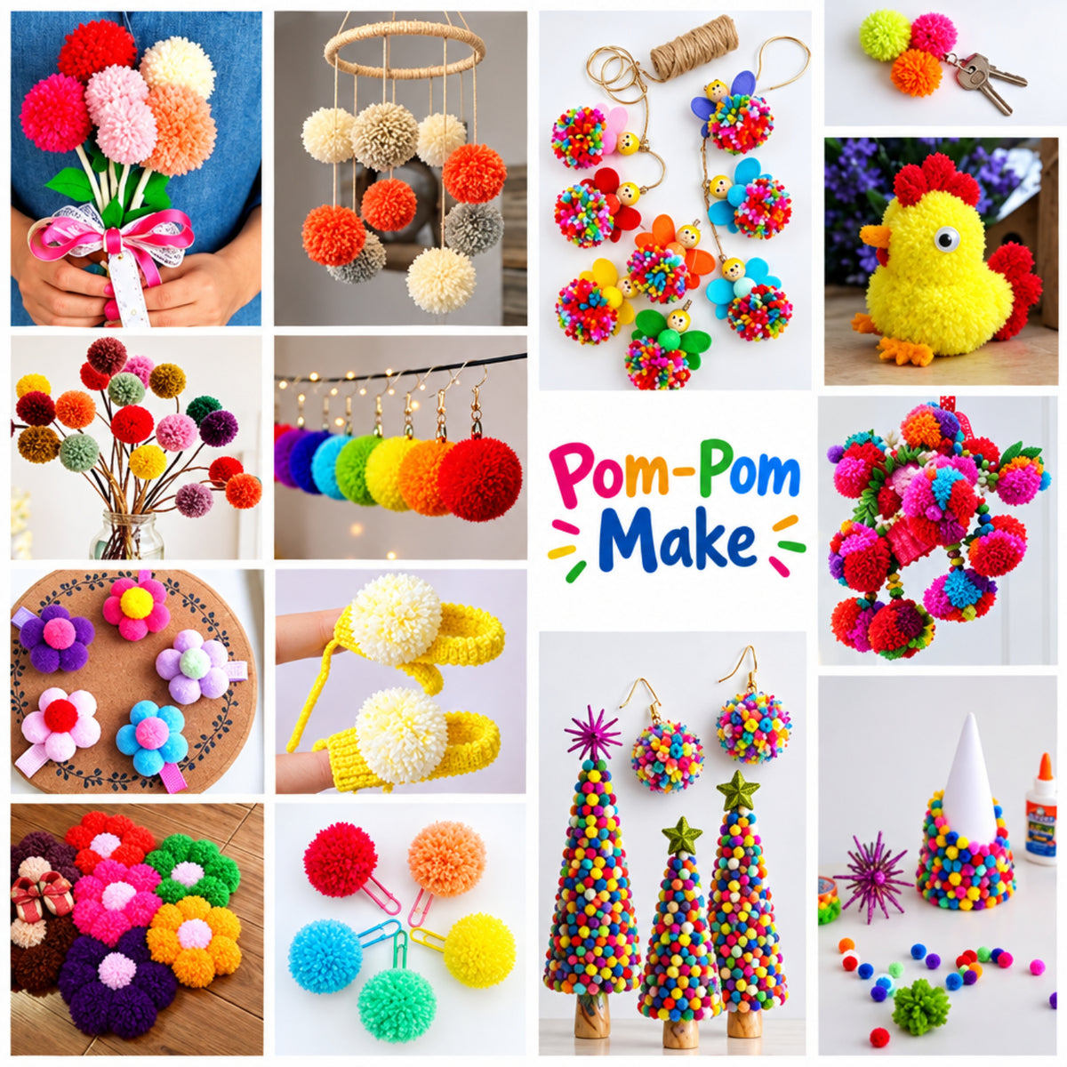 Home Collection Pack of 4 Size Pom Pom Maker Kit