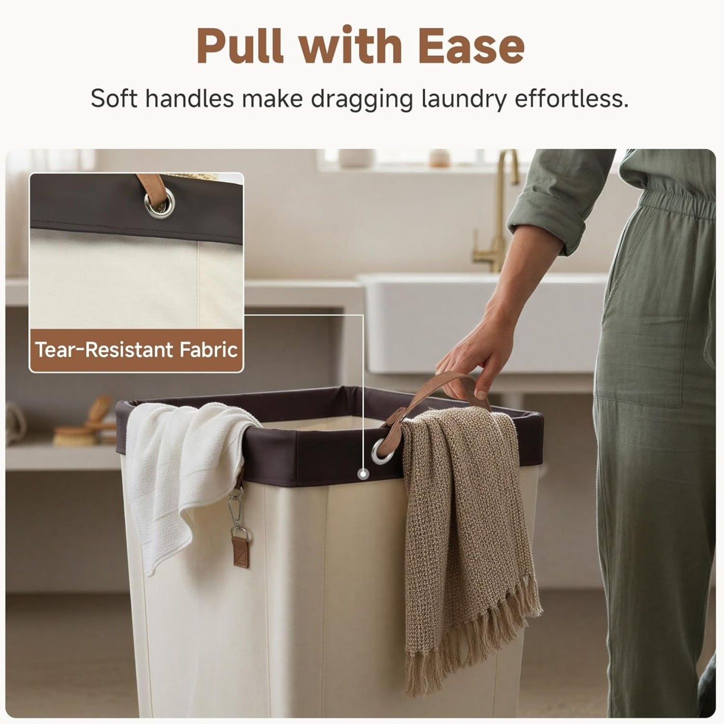 Home Collection Large Rolling Laundry Basket with Wheels 160L