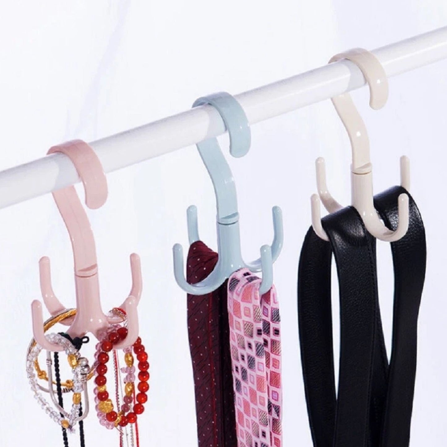 Home Collection Pack of 4 Rotating Tie Belt Hangers Closet Organizer