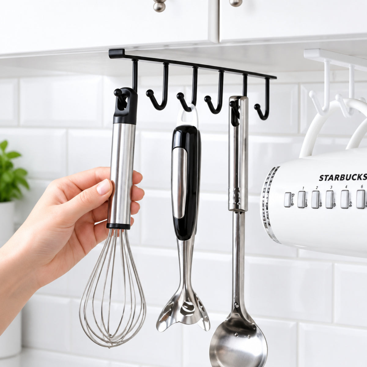 Home Collection Pack of 2 Under Shelf Mug Holder Rack