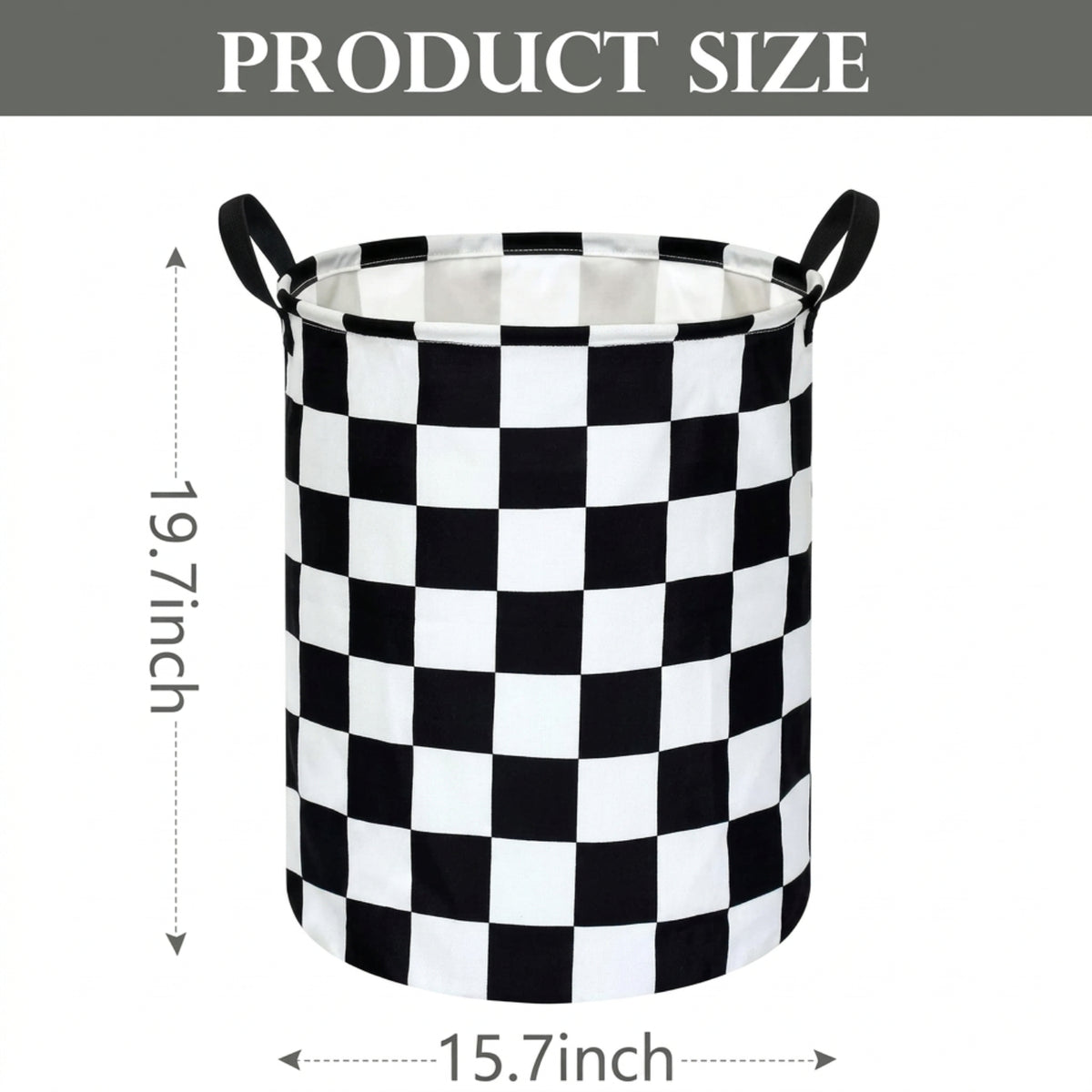 Home Collection Round Laundry Hamper Fabric Storage Basket with Handles