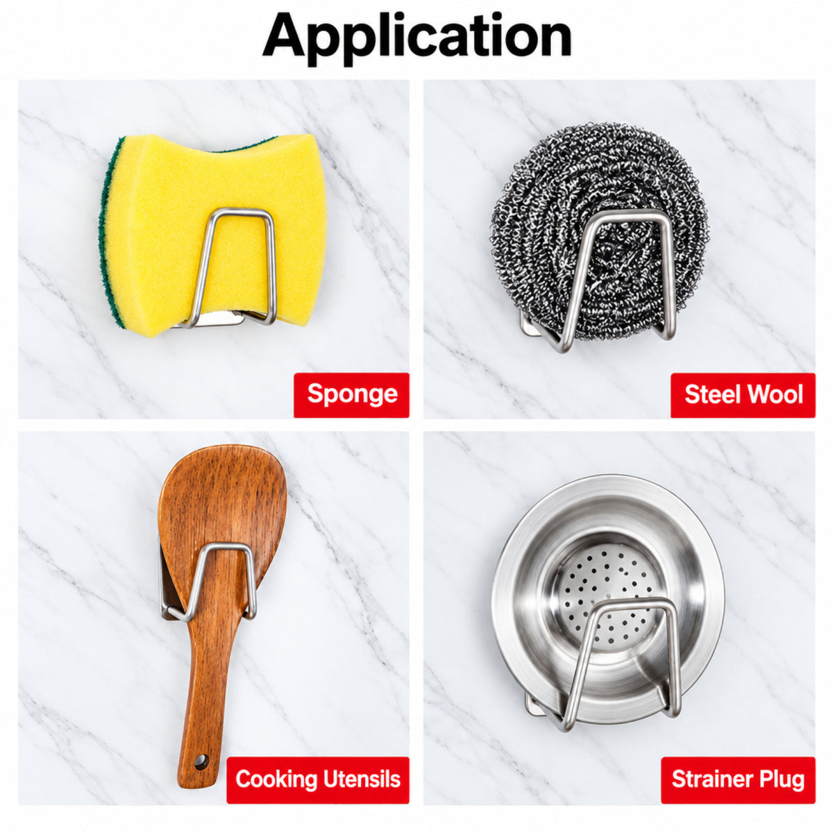 Home Collection Pack of 4 Stainless Steel Sink Sponge Holder