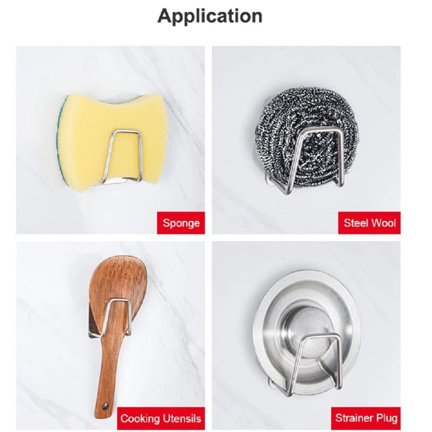 Home Collection Pack of 4 Stainless Steel Sink Sponge Holder