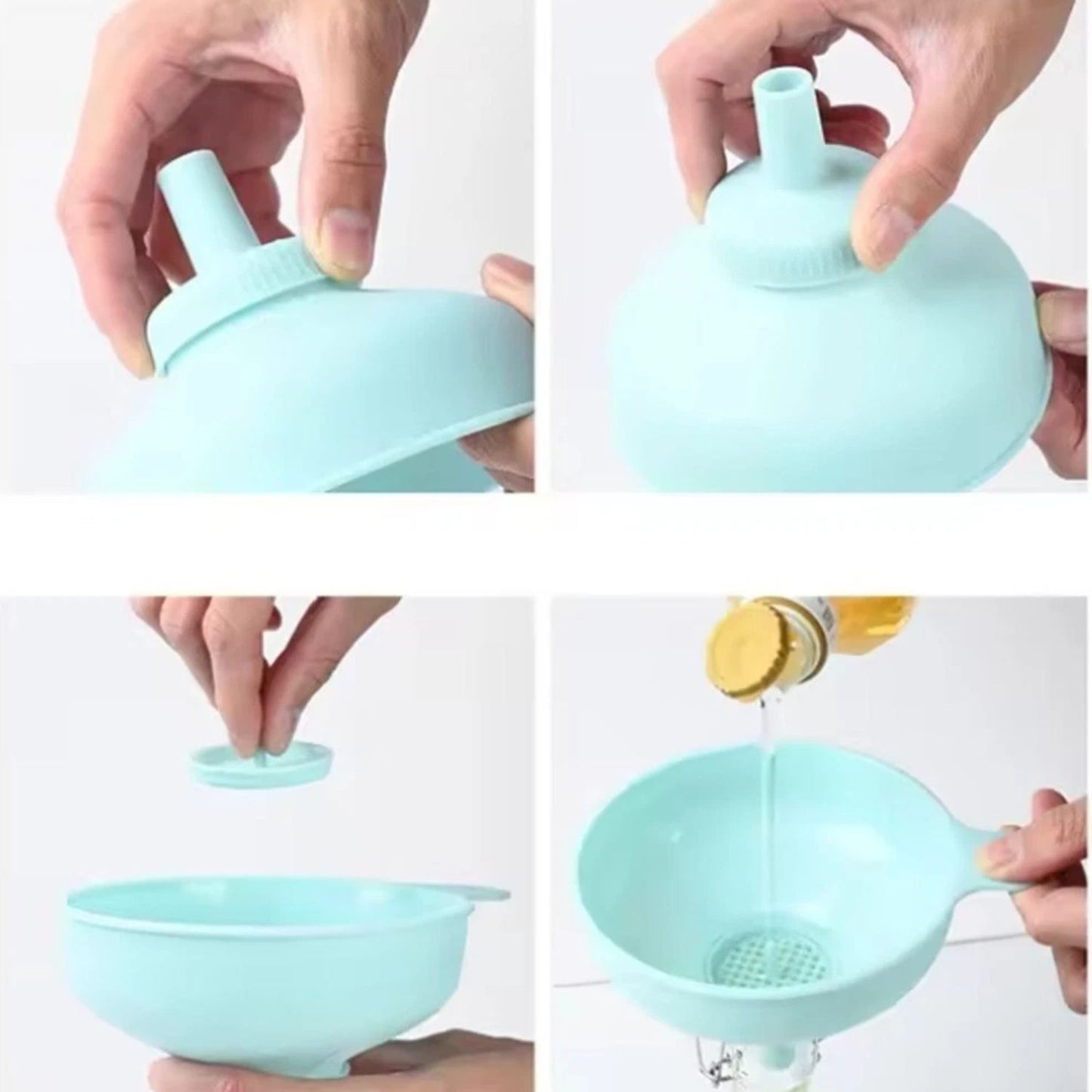 Home Collection Wide Mouth Kitchen Funnel 3-in-1 Spout Strainer Jar
