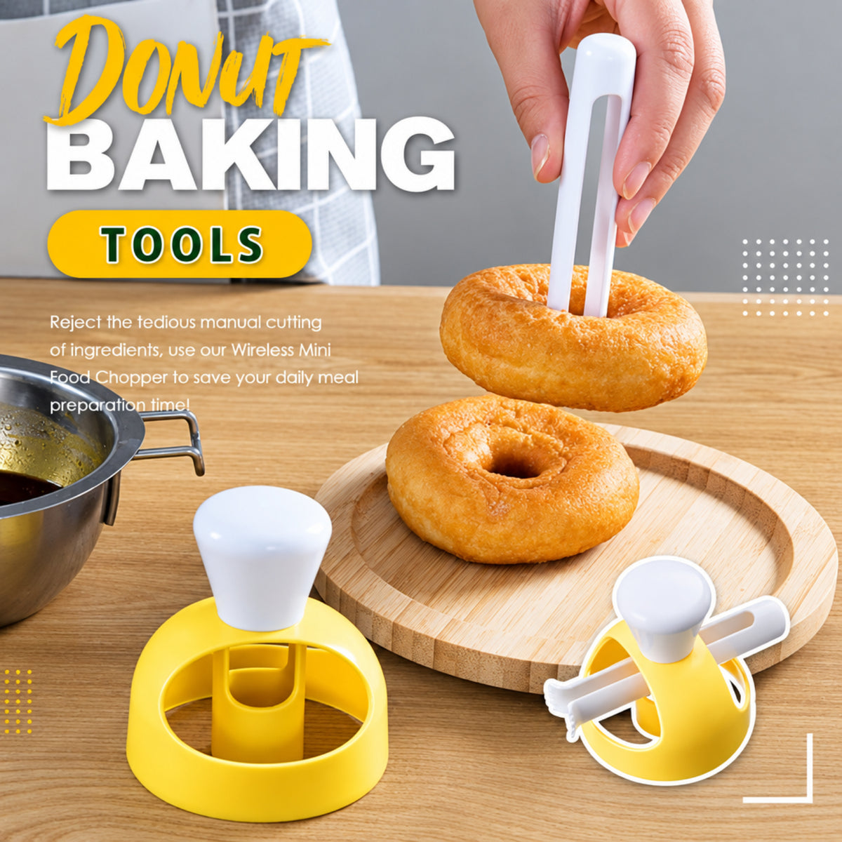 Home Collection Donut Cake Mold with Dipping Plier and Doughnut Cutter