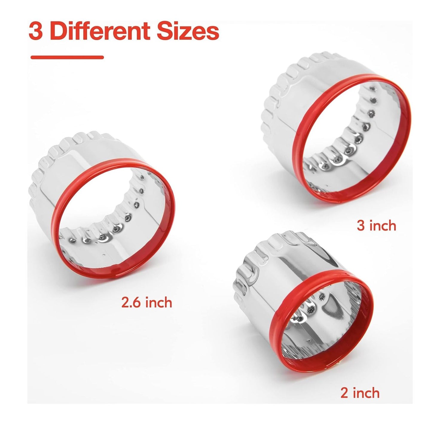 Home Collection Pack of 3 Fluted Round Cookie Cutter Set Stainless Steel Biscuit Cutters