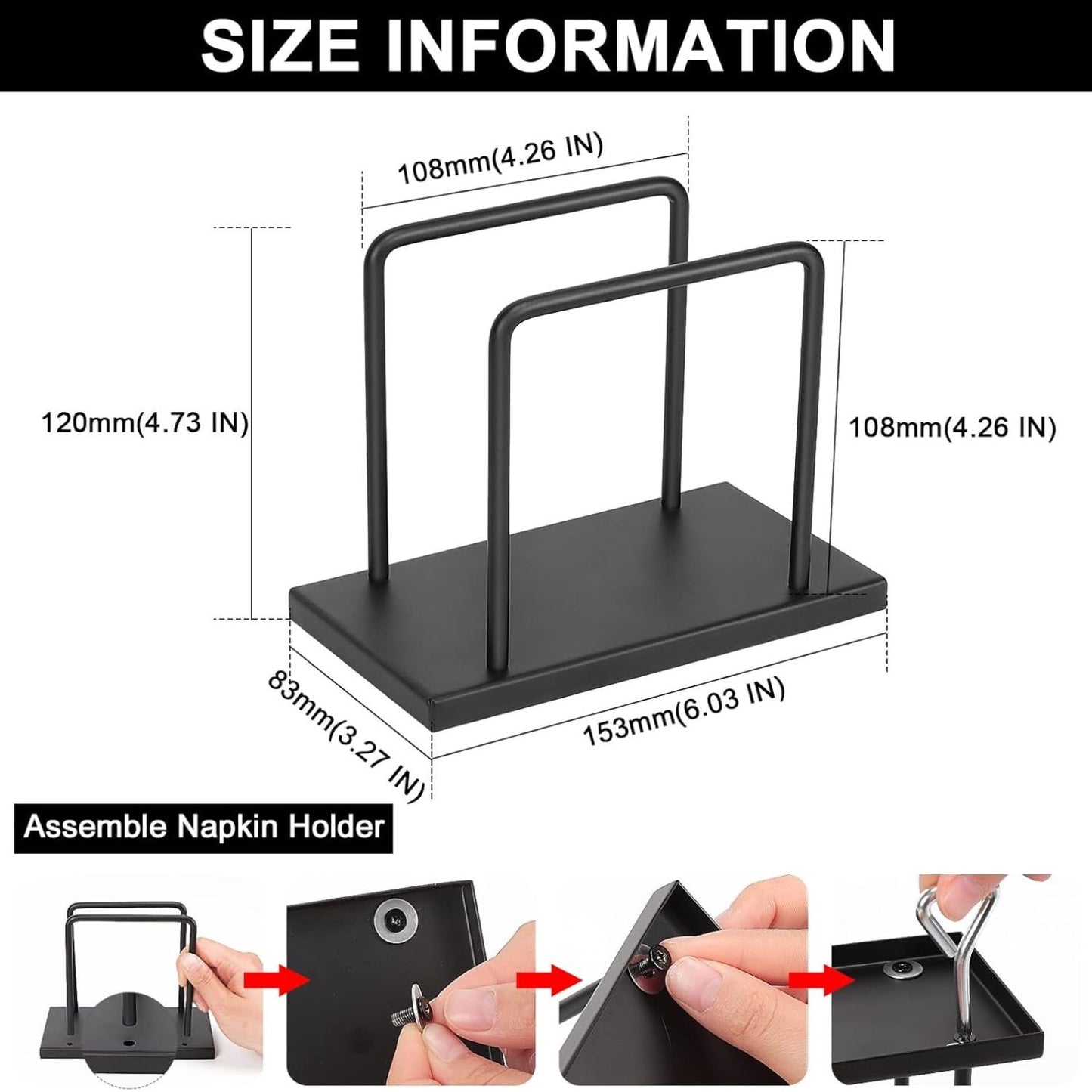 Home Collection Freestanding Modern Metal Napkin Holder for Table