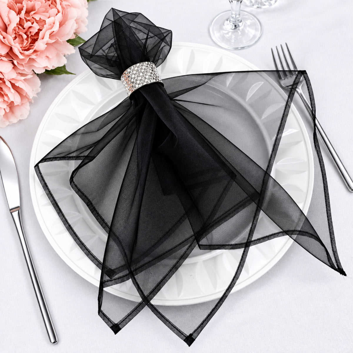 Home Collection Pack of 10 Organza Table Napkins 23x23 Inch
