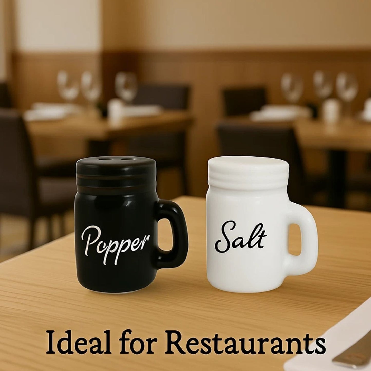Home Collection Mason Jar Salt and Pepper Shaker Set Black White