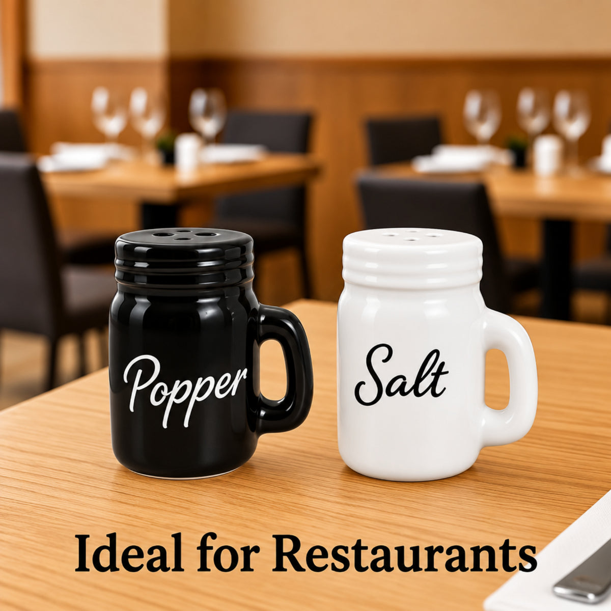 Home Collection Mason Jar Salt and Pepper Shaker Set Black White