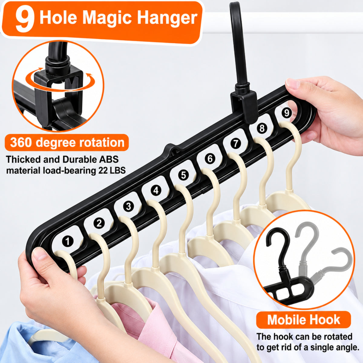Home Collection Magic Space Saving Hangers with 9 Holes Closet Organizer