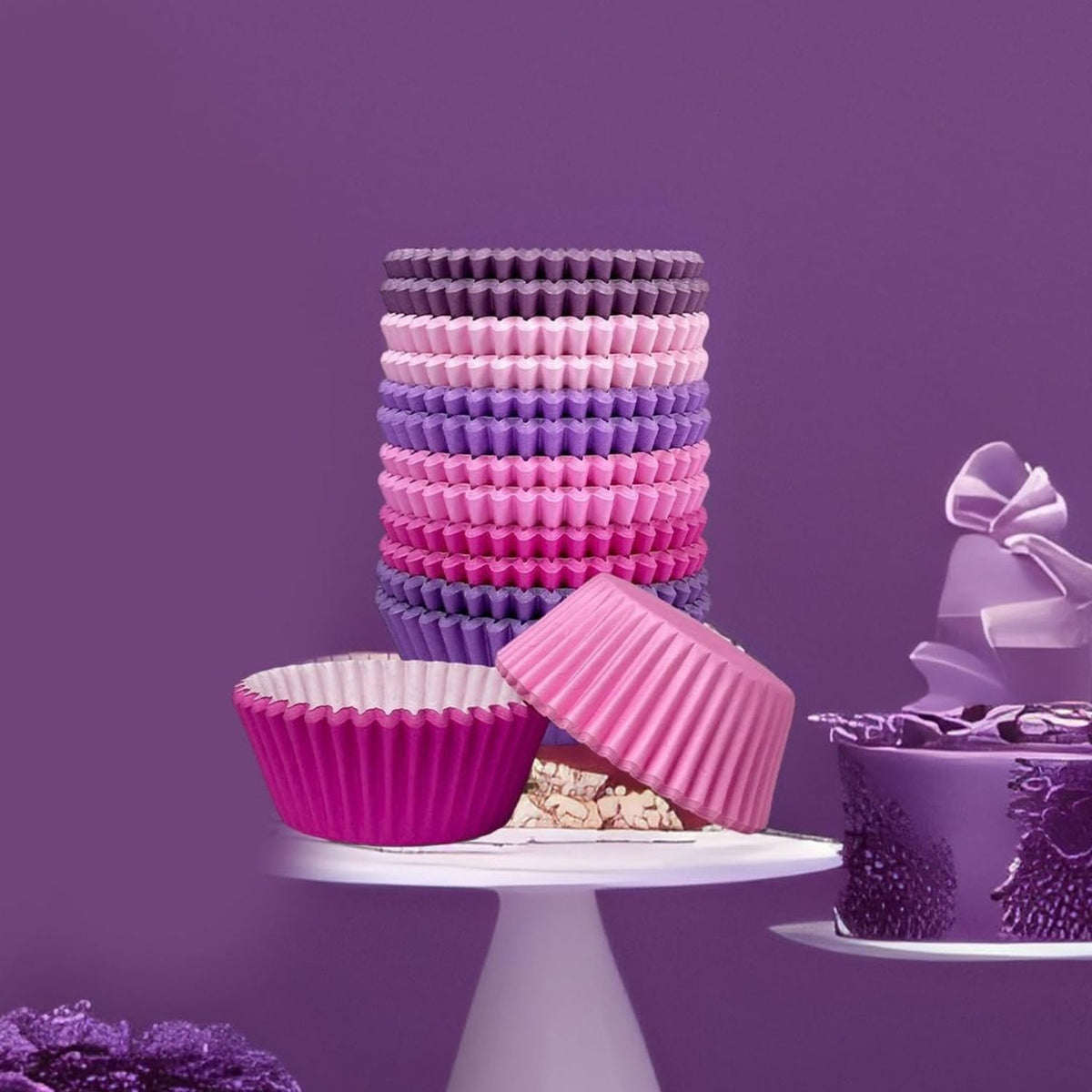 Home Collection 300Count Mini Cupcake Liners Colorful Food-Grade Paper Baking Cups and Wrappers