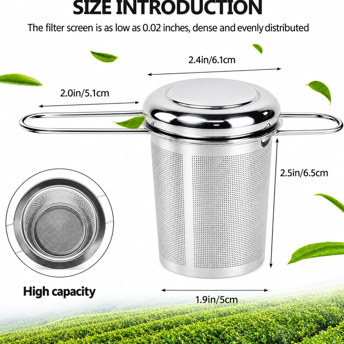 Home Collection Stainless Steel Tea Infuser with Lid and Folding Handle