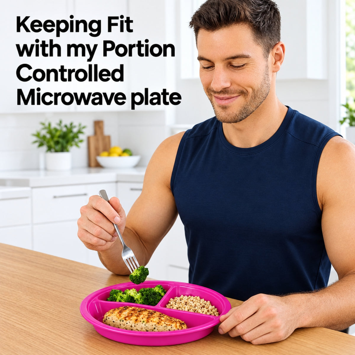Home Collection Pack of 3 Divided Meal Prep Containers Pink