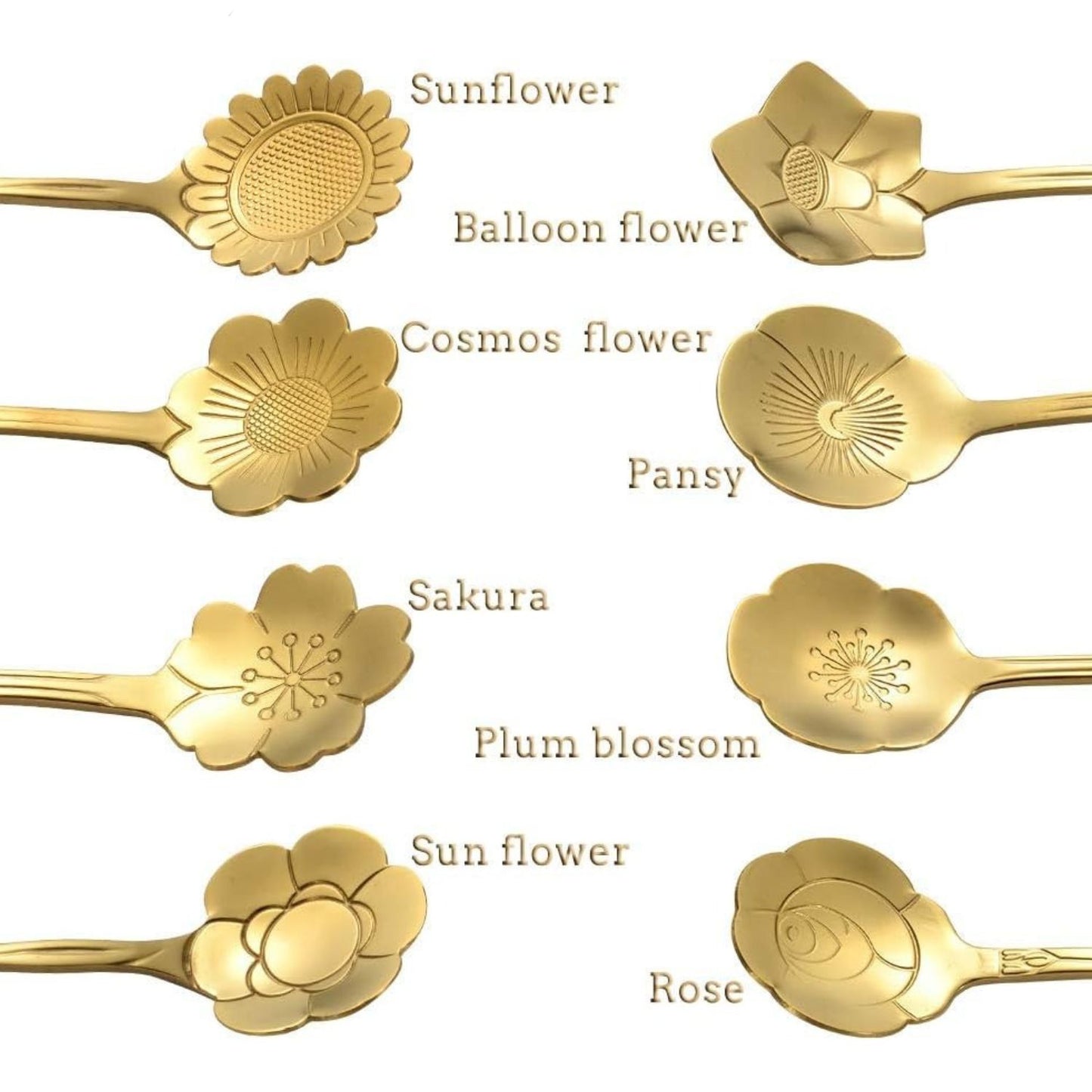 Home Collection 8-Piece Gold Flower Scoop Set