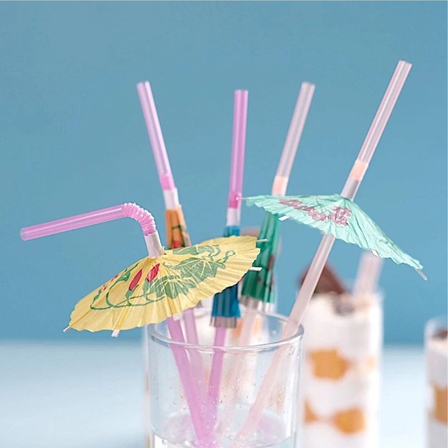 Home Collection Pack of 50 Assorted Mini Umbrella Drinking Straws