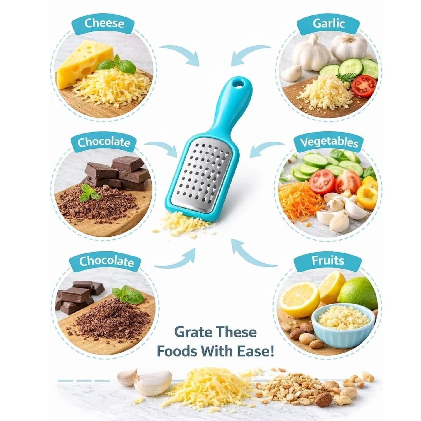 Home Collection Handheld Stainless Steel Mini Grater Cheese Garlic Zester