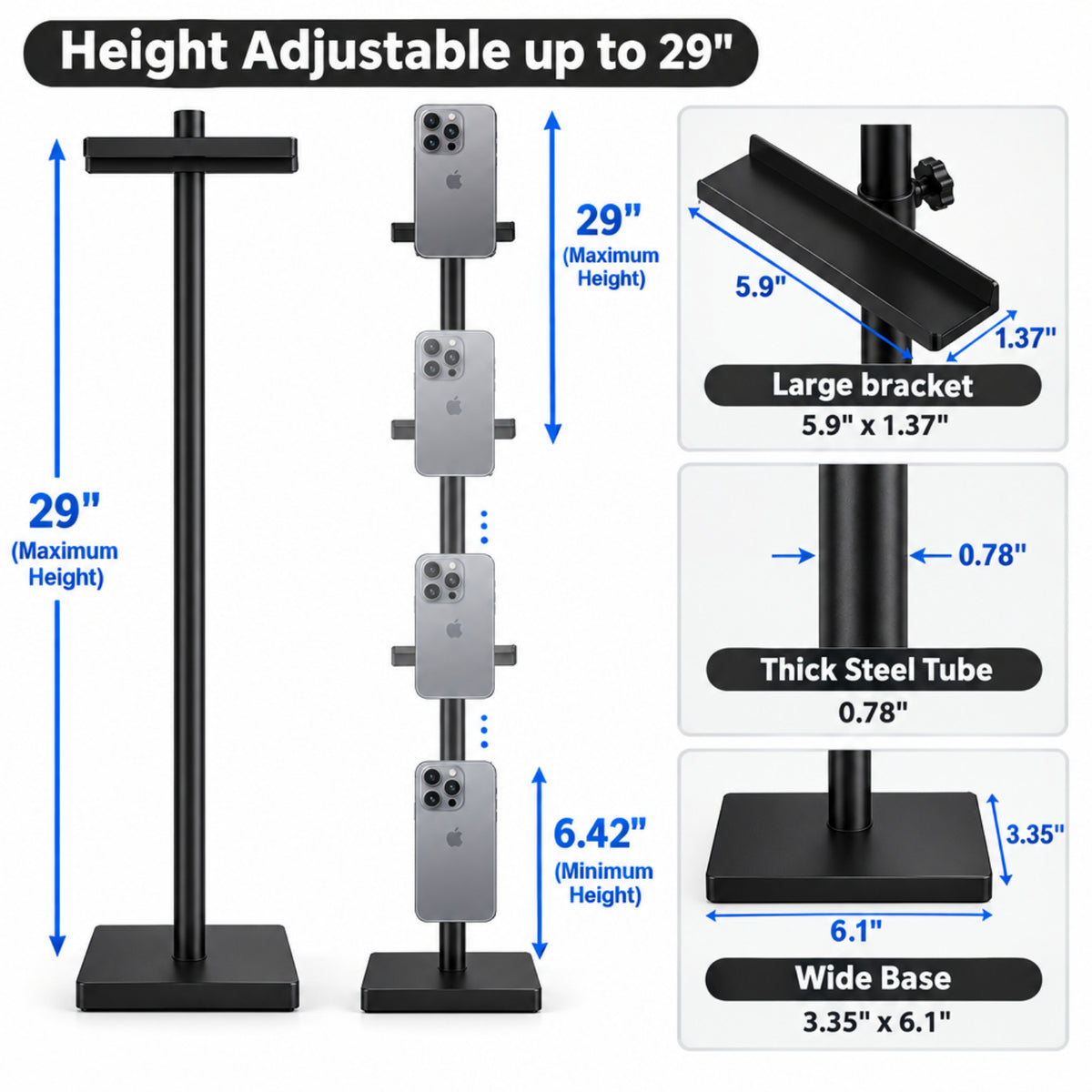 Home Collection Adjustable Metal Tabletop Easel Stand for Displays Up to 29 Inches