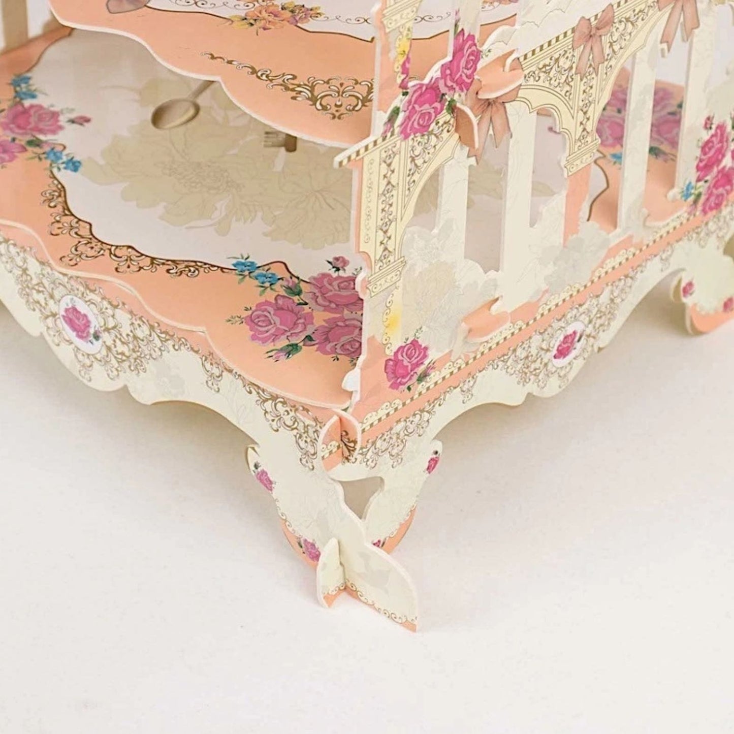Home Collection 3Tier White Peach Birdcage Cupcake Stand