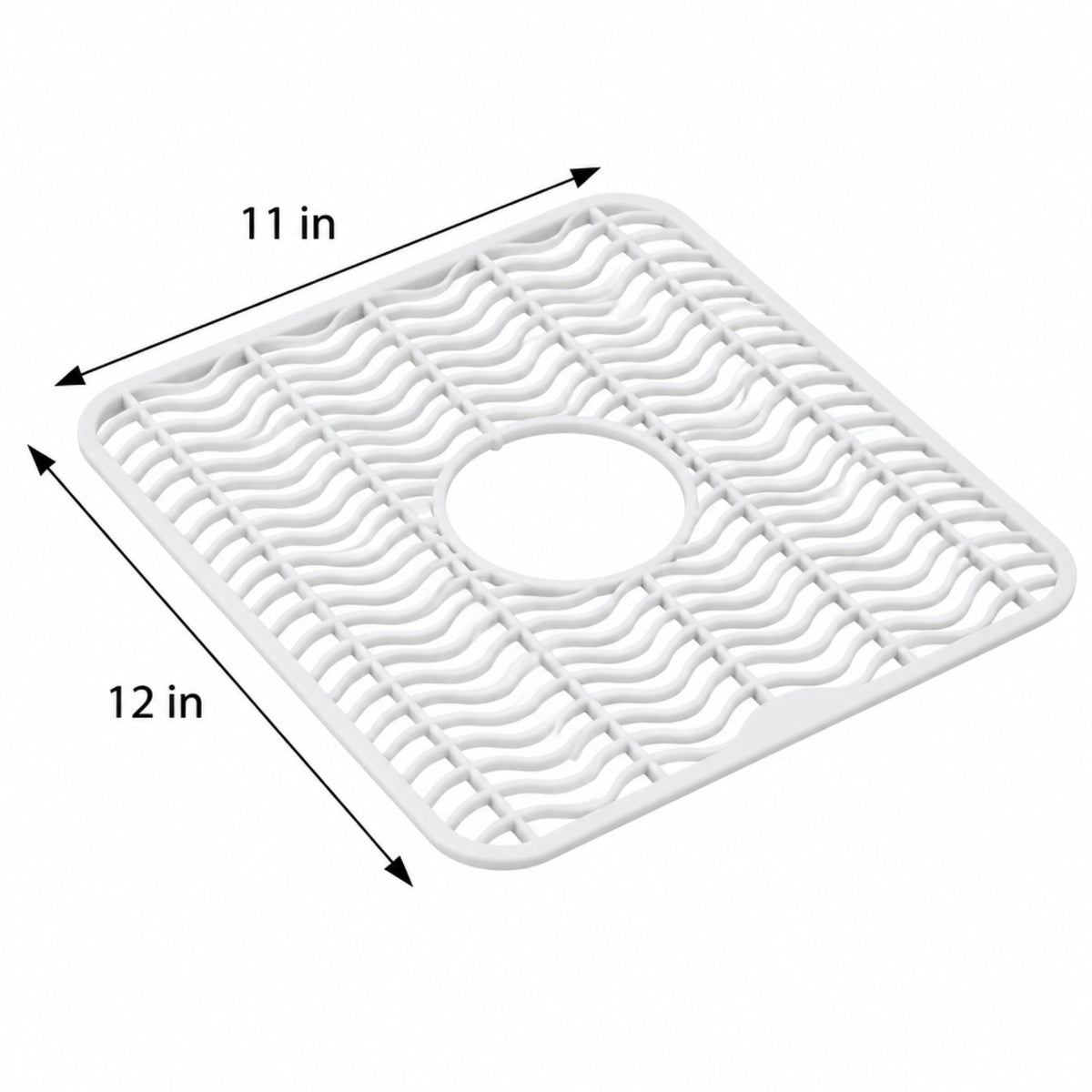 Home Collection Pack of 2 Sink Protector Mat Plastic with Center Drain 11x12-Inch