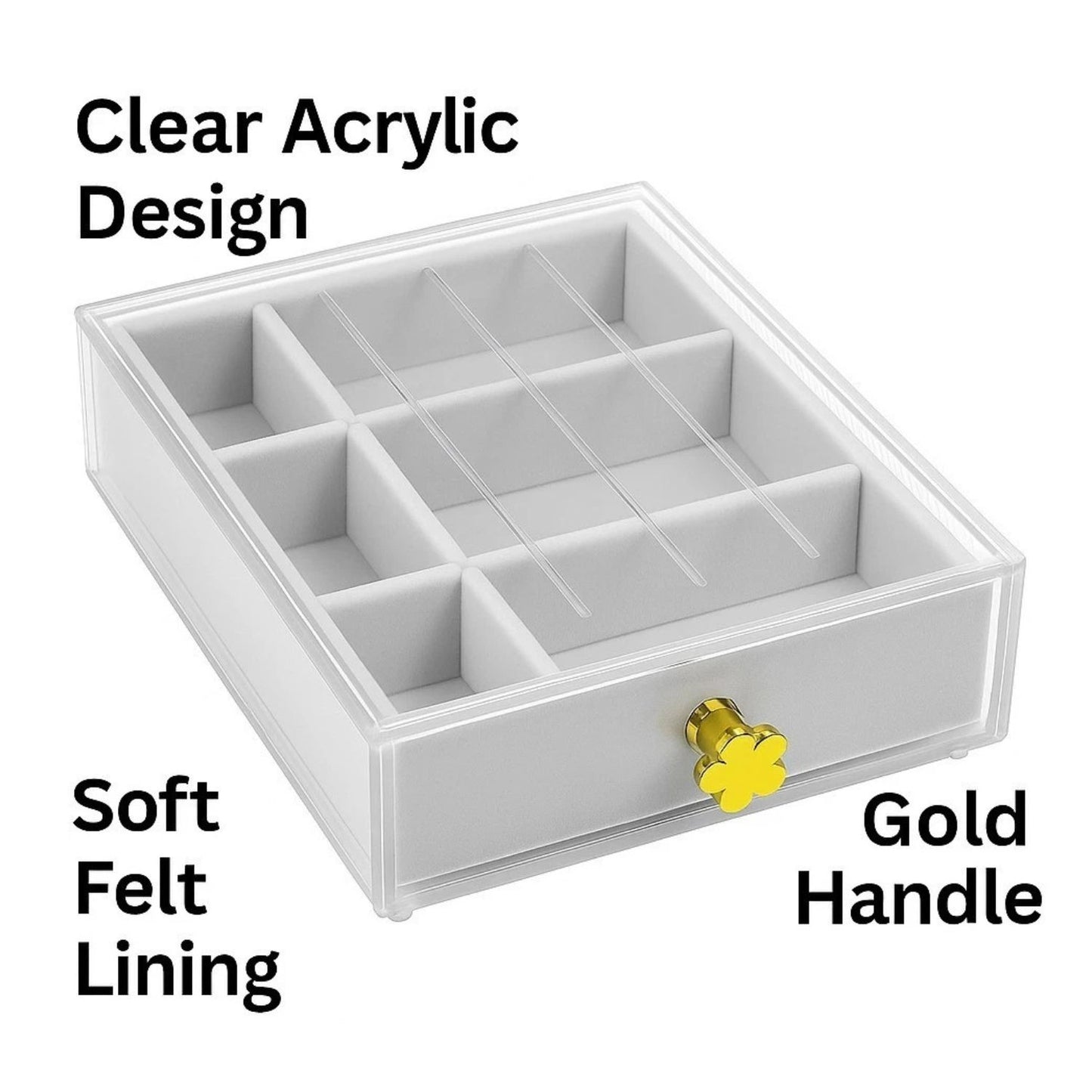 Home Collection Clear Acrylic Jewelry Drawer Organizer Box