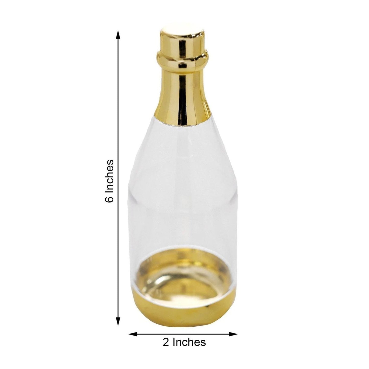 Home Collection Pack of 12 Mini Champagne Bottle Favor Clear and Gold 6"