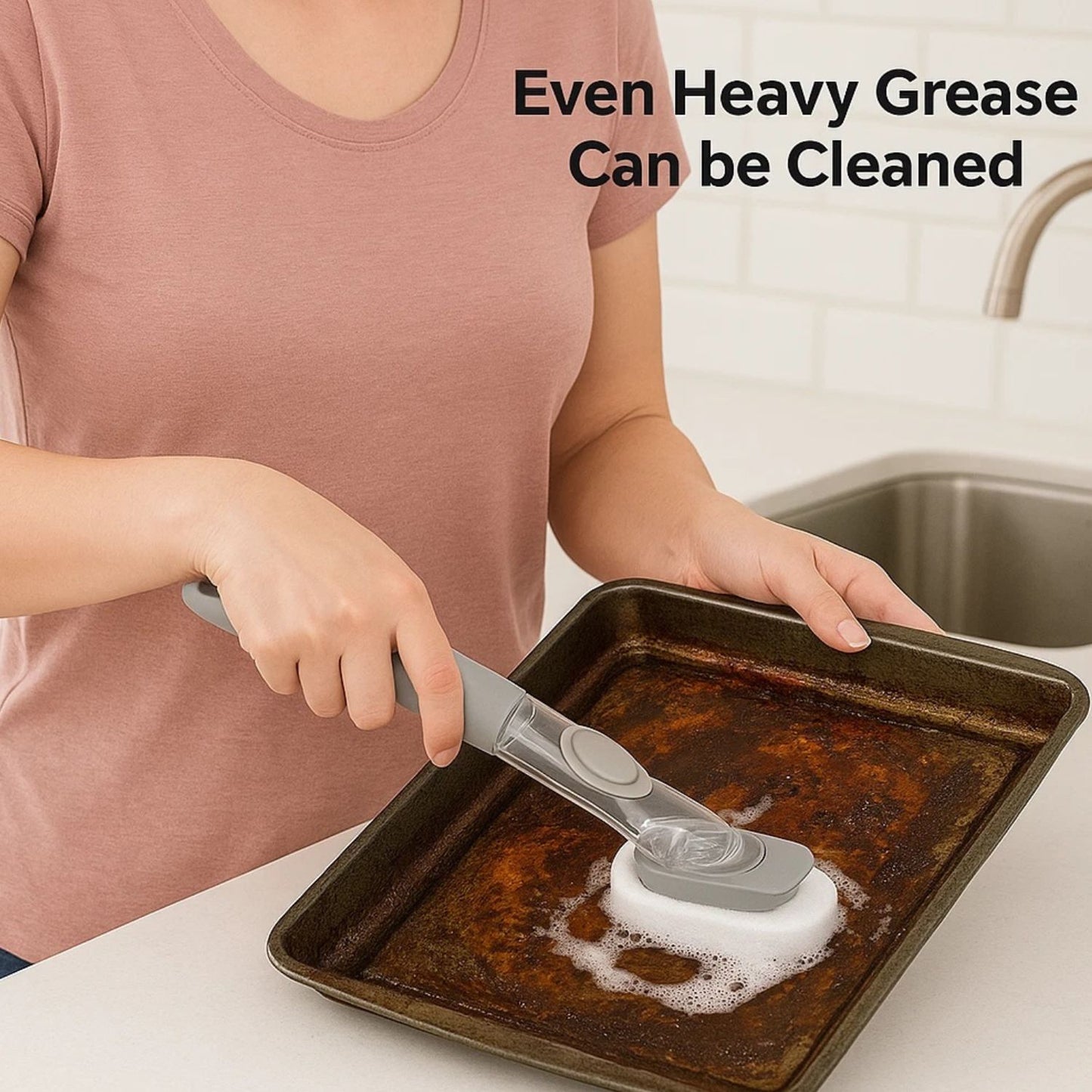 Home Collection 2 in 1 Soap Dispensing Dish Brush with Refill Head