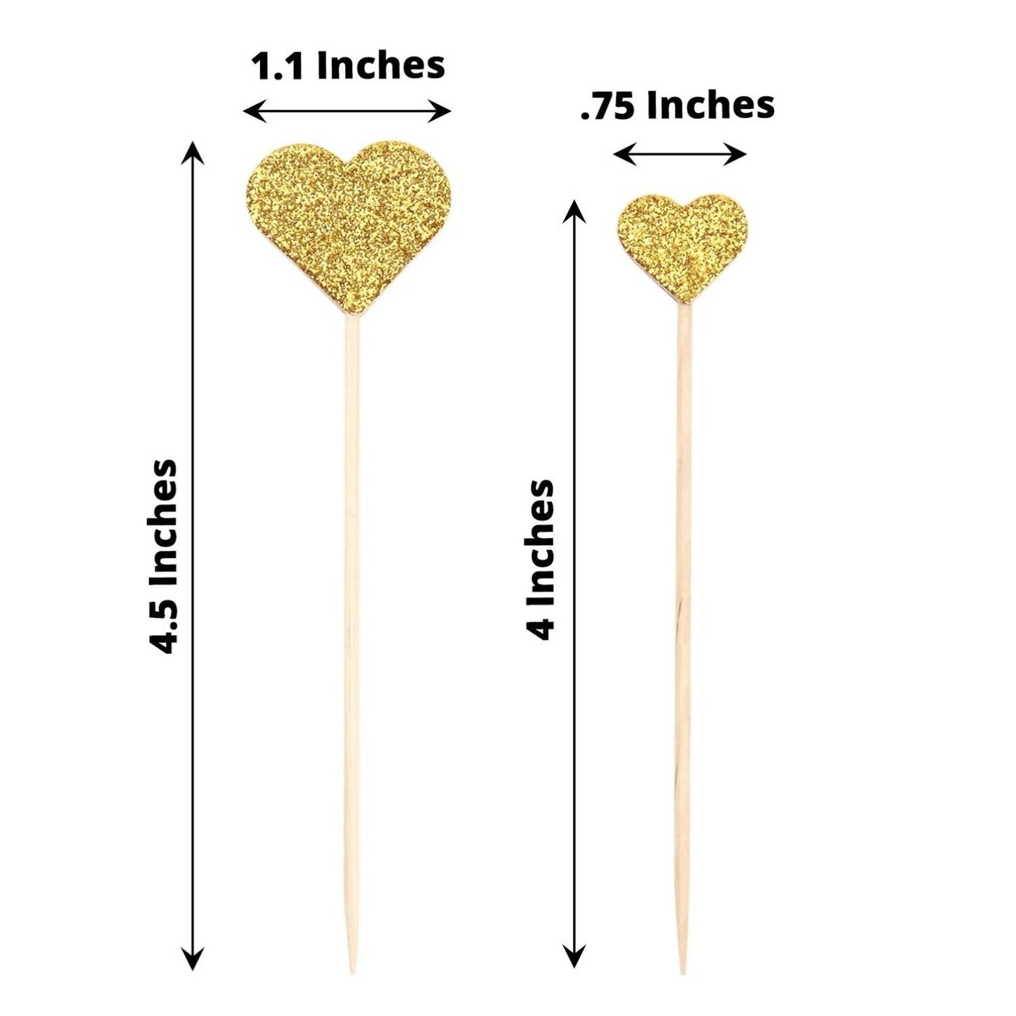 Home Collection 24Pack Gold Glitter Heart Cupcake Toppers