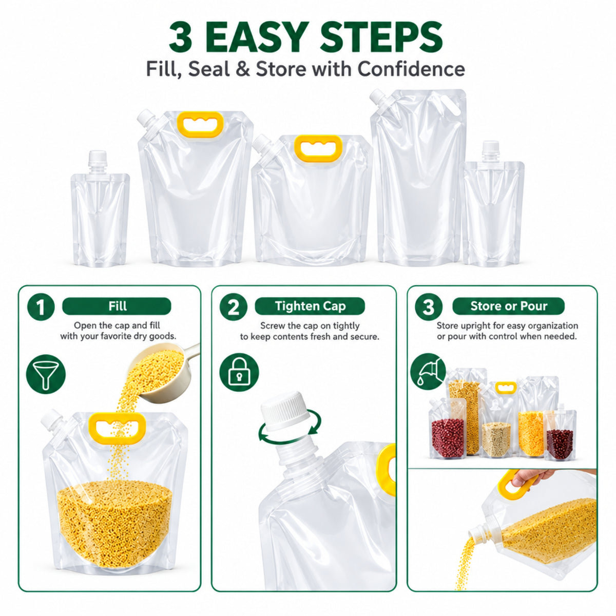 Home Collection Pack of 5 Grain Storage Bags