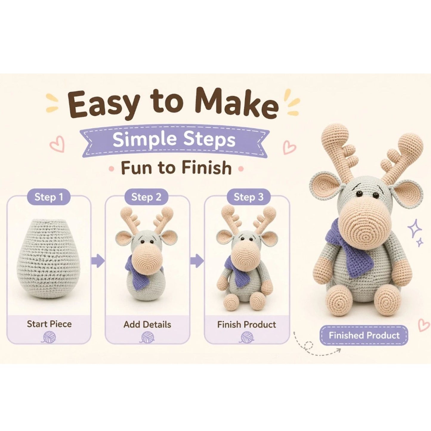 Home Collection Reindeer Crochet Kit for Beginners