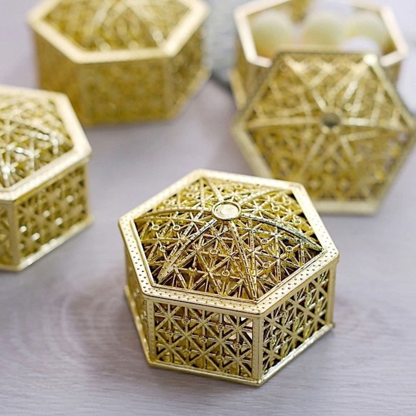 Home Collection Pack of 12 Mini Hexagon Treasure Boxes 3"