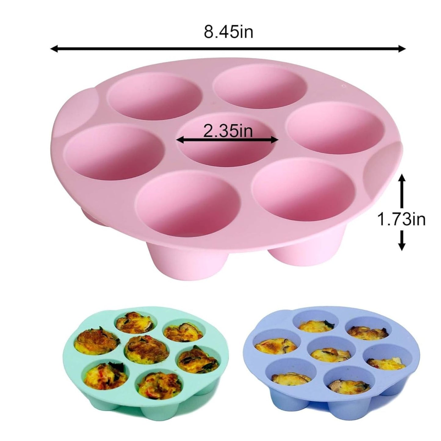 Home Collection Pack of 3 Silicone Egg Bite Molds 7-Cup Nonstick Air Fryer Muffin Pans