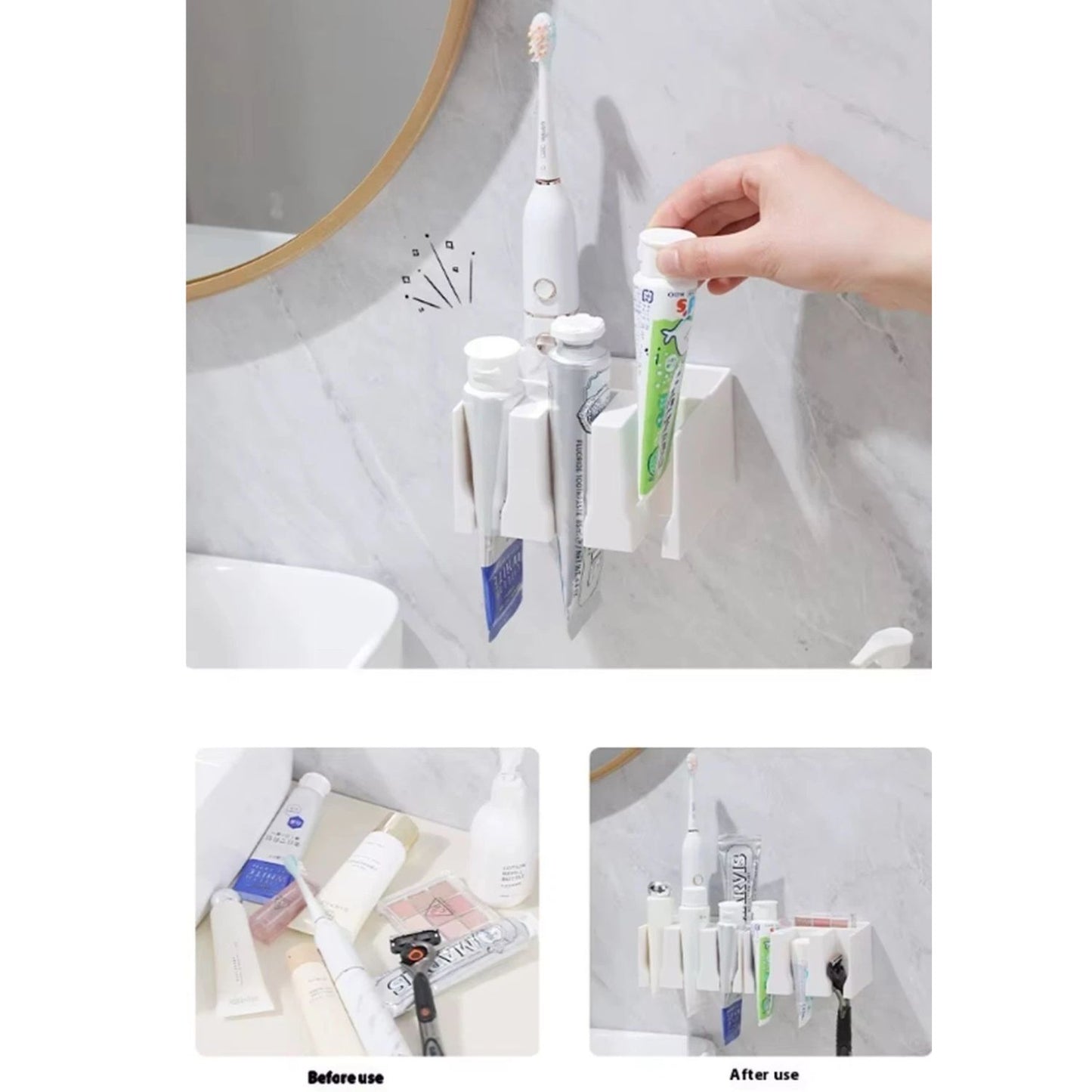 Home Collection Wall Mounted Toothpaste Holder Rack Multi-Functional