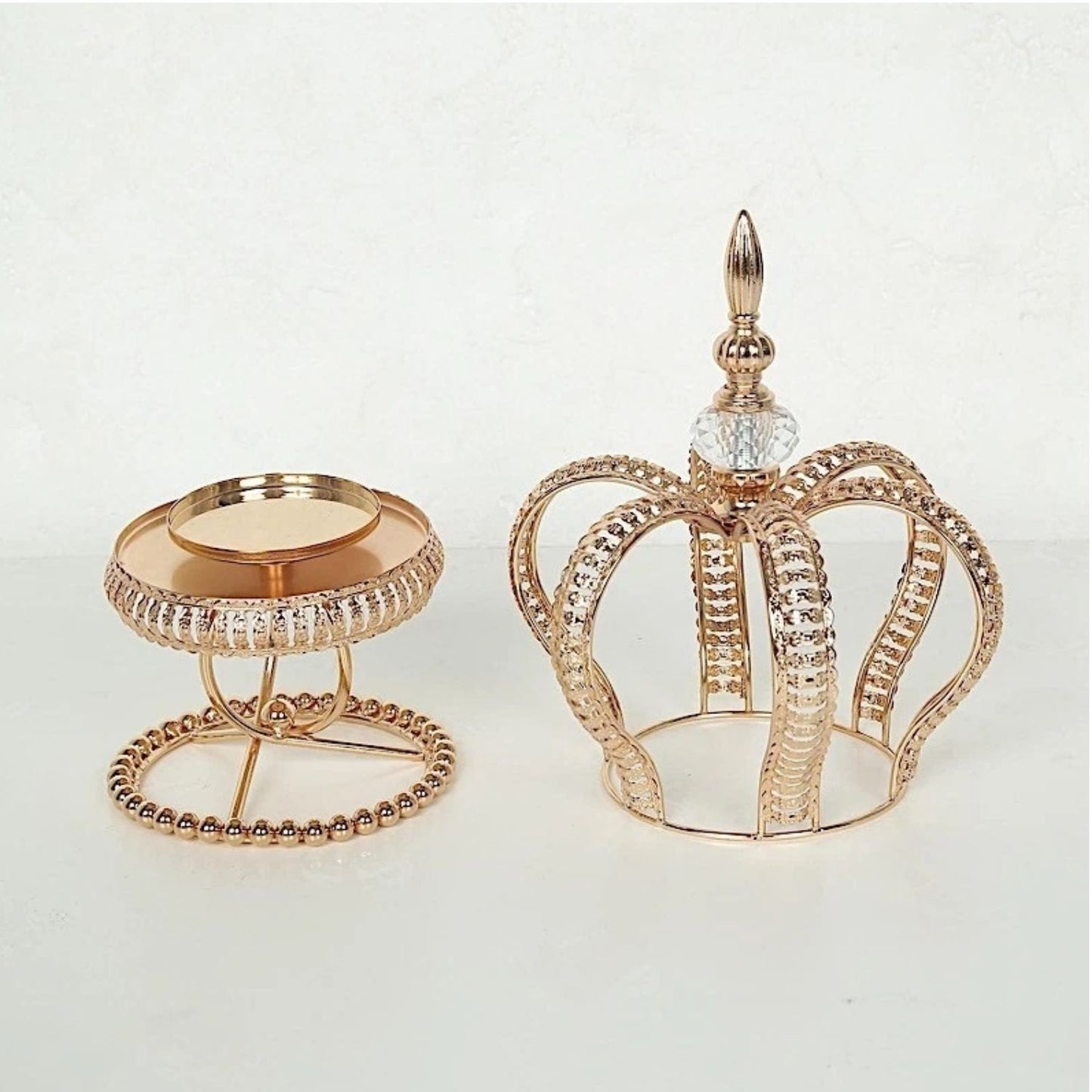 Home Collection Metal Gold Crown Spiral Pillar Candle Holder 13 Inch