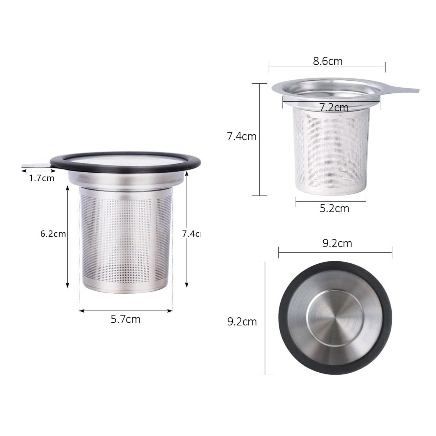 Home Collection Stainless Steel Tea Infuser with Silicone Lid Extra Fine Mesh Strainer