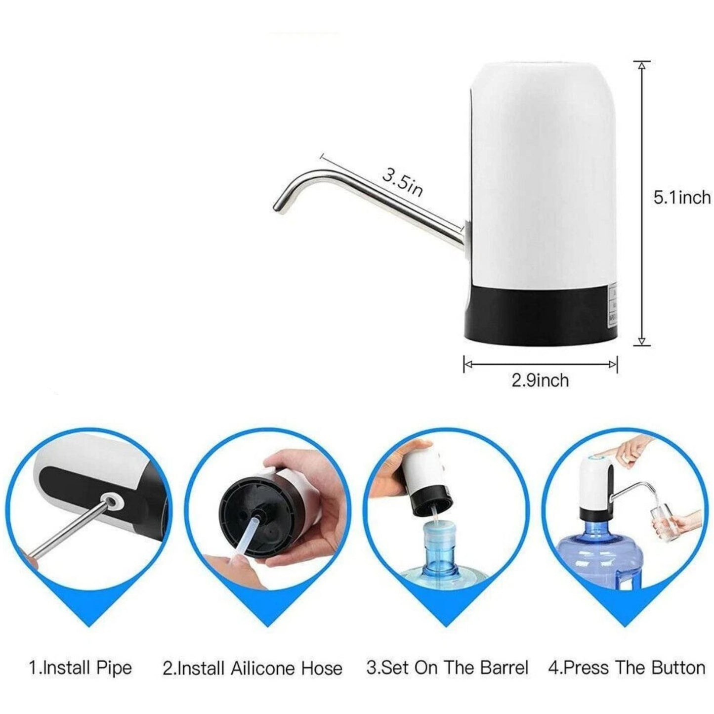 Home Collection Universal Electric Water Bottle Pump White