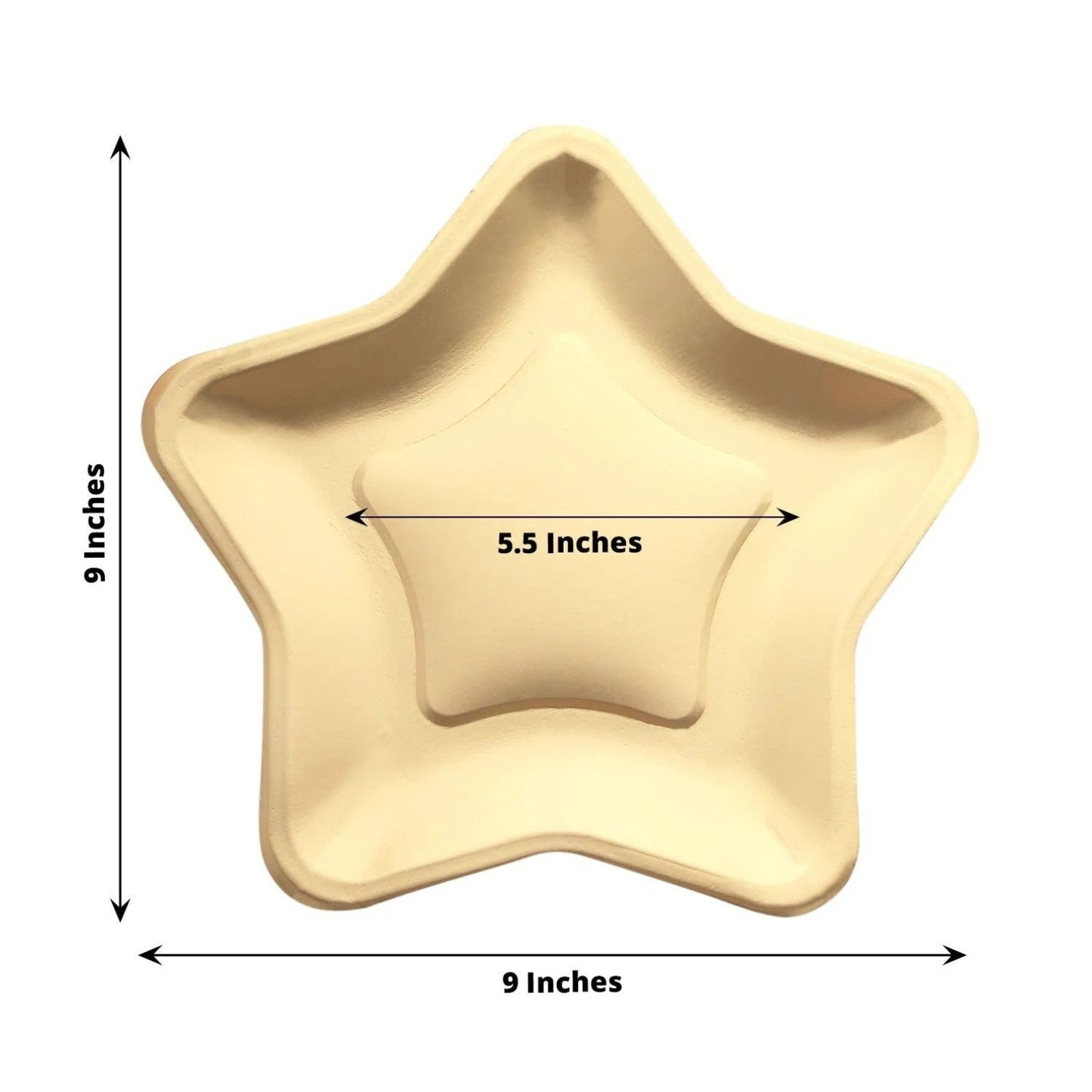 Home Collection 25Pack Star-Shaped Paper Plates Matte Gold 9"
