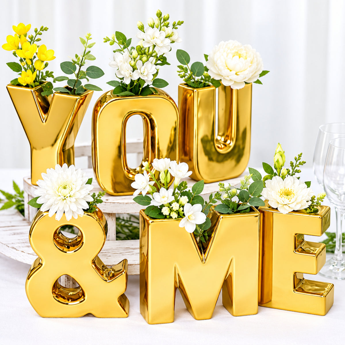 Home Collection Decorative Ceramic Letter Flower Vase 6 Inch