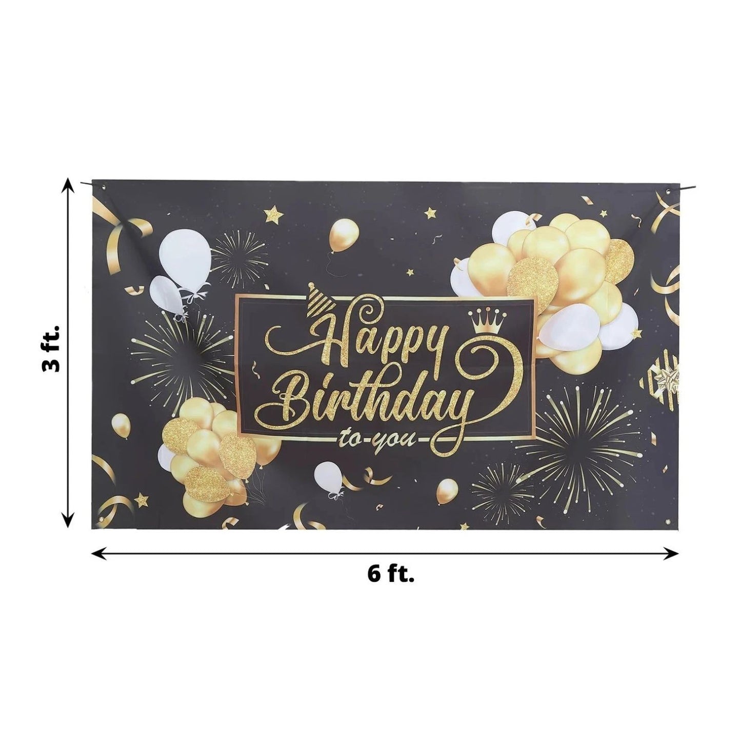 Home Collection Printed Polyester Photo Backdrop Black and Gold 6x3 ft