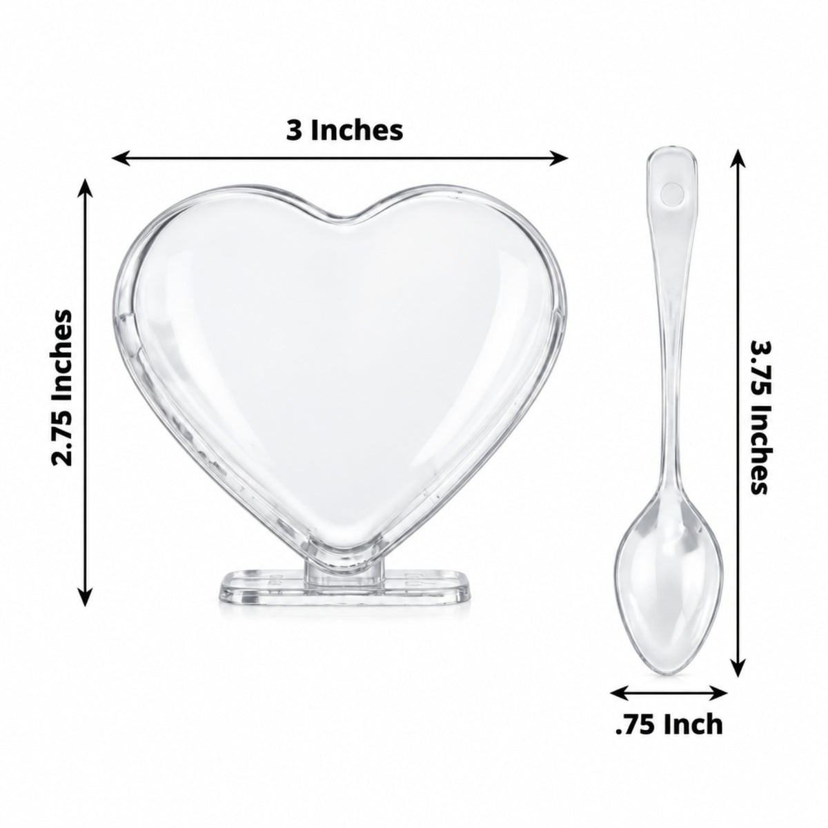 Home Collection Pack of 24 2oz Clear Heart Shaped Mini Dessert Cups with Spoons