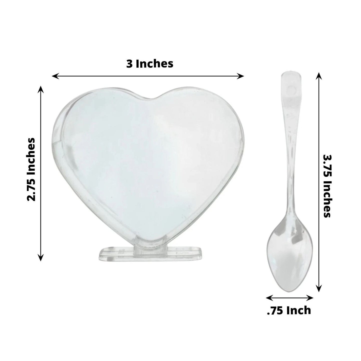 Home Collection Pack of 24 2oz Clear Heart Shaped Mini Dessert Cups with Spoons